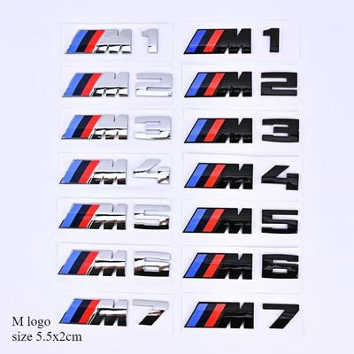 Geeignet für BMW Group M Standard M1 M2 M3 M4 M5 M6 M7 Kofferraum Heck Standard ABS Logo Aufkleber modifiziert Silber/Schwarz.