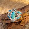 Vintage-Inspired Turquoise Diamond-Accented Ring Set for Women