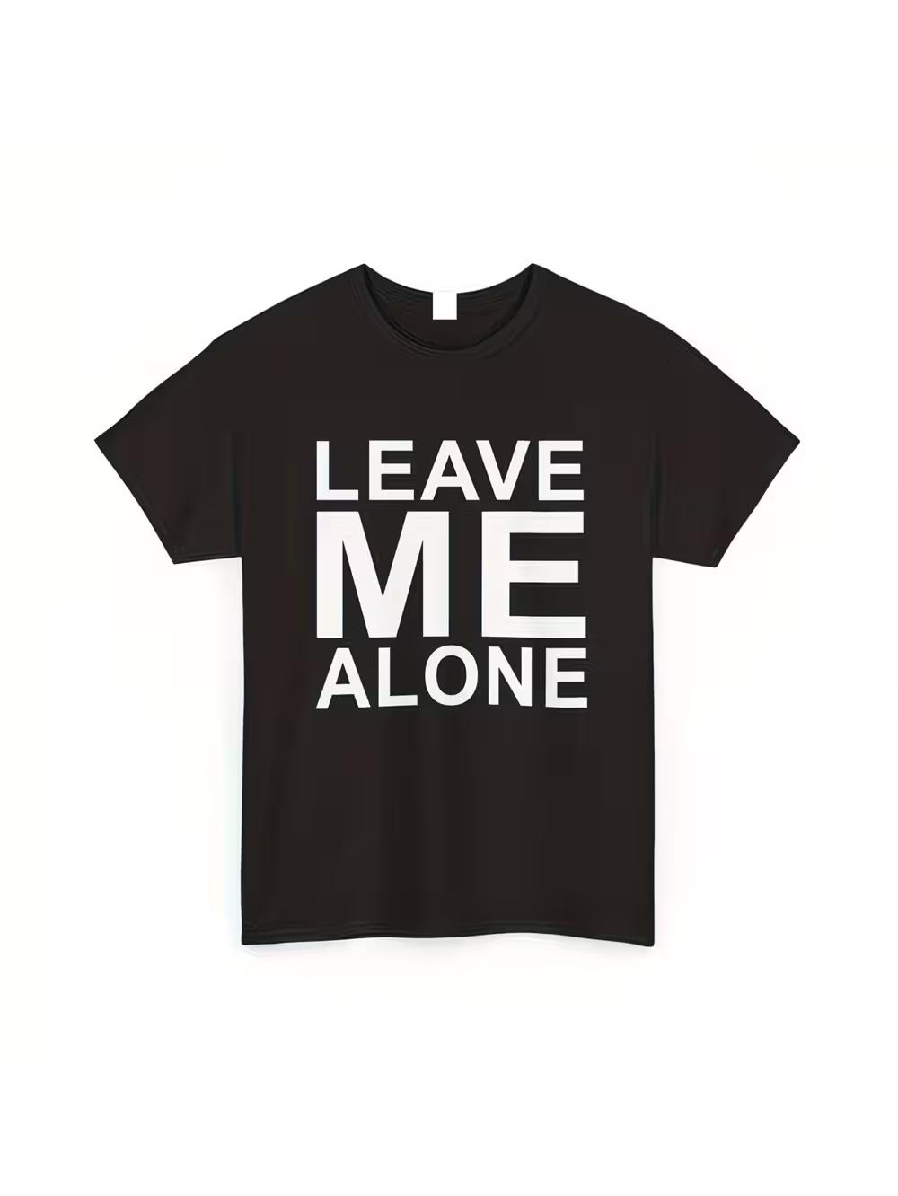 Мужская футболка с графическим принтом  Оставь меня в покое  - Бохо-стиль, Белый принт на черном S