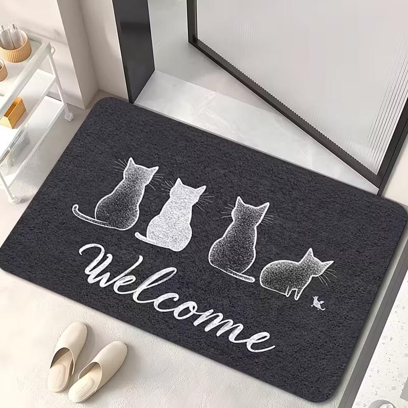 Cartoon Cat Floor Mat Entrance Entrance Crystal Velvet Dirt-resistant and Wear-resistant Foot Mat Floor Mat