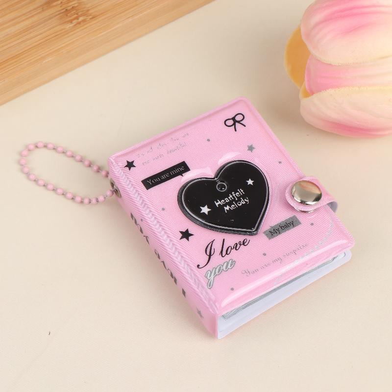 Mini Cute Heart Photocard Album 32 Pockets Portable Clear Kpop Card Holder for Idol Collectibles Travel Souvenir Gift