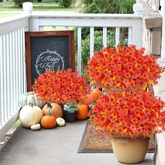 Hängender Herbst-Kunstblumenkorb UV-beständig Außen Garten Hof Terrasse Veranda