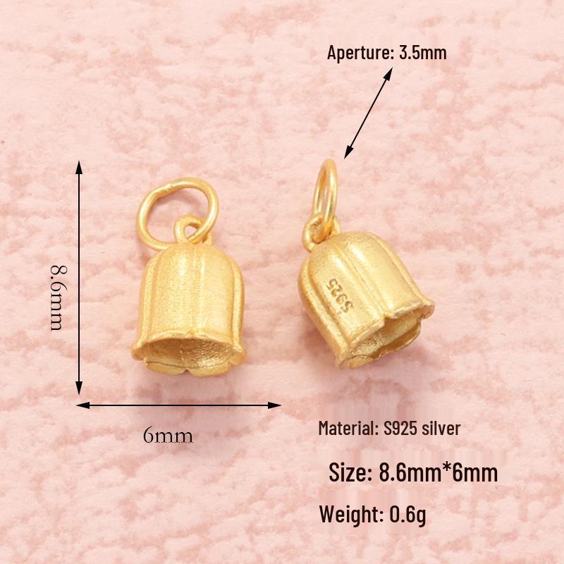 S925 Silver Tulip, Lily, and Lotus Seed Pod Dangle Pendant for DIY Bracelets & Necklaces