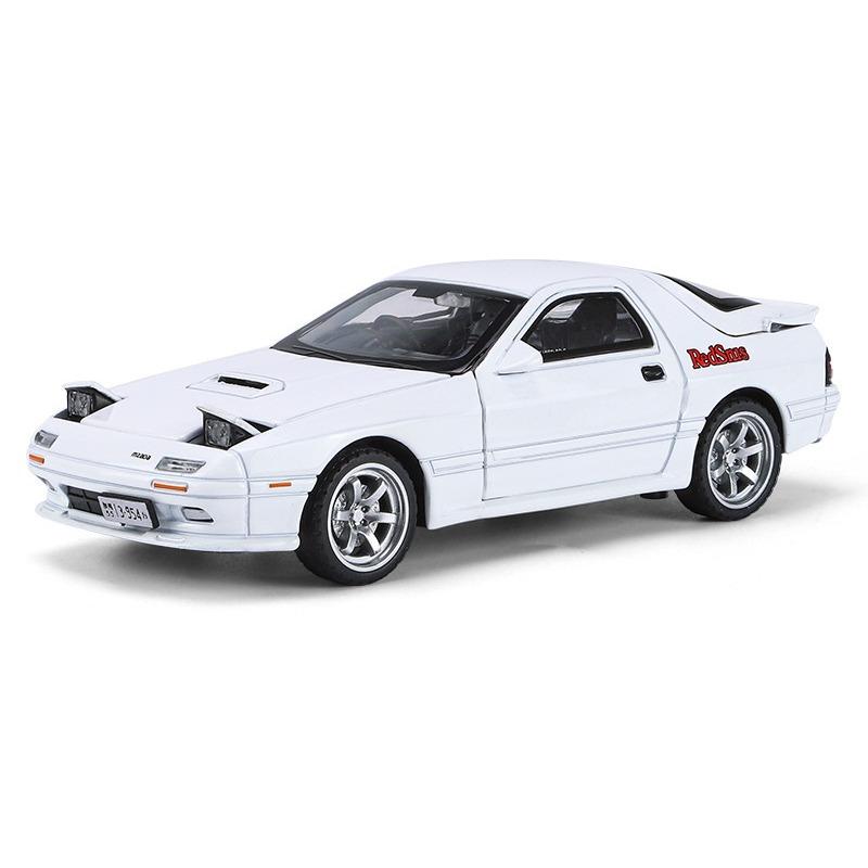 1/32 Scale Mazda RX7 FC INITIAL D Alloy Car Model Diecasts Metal Toy Vehicle Sound and Light Car Toys for Boy Children Gift