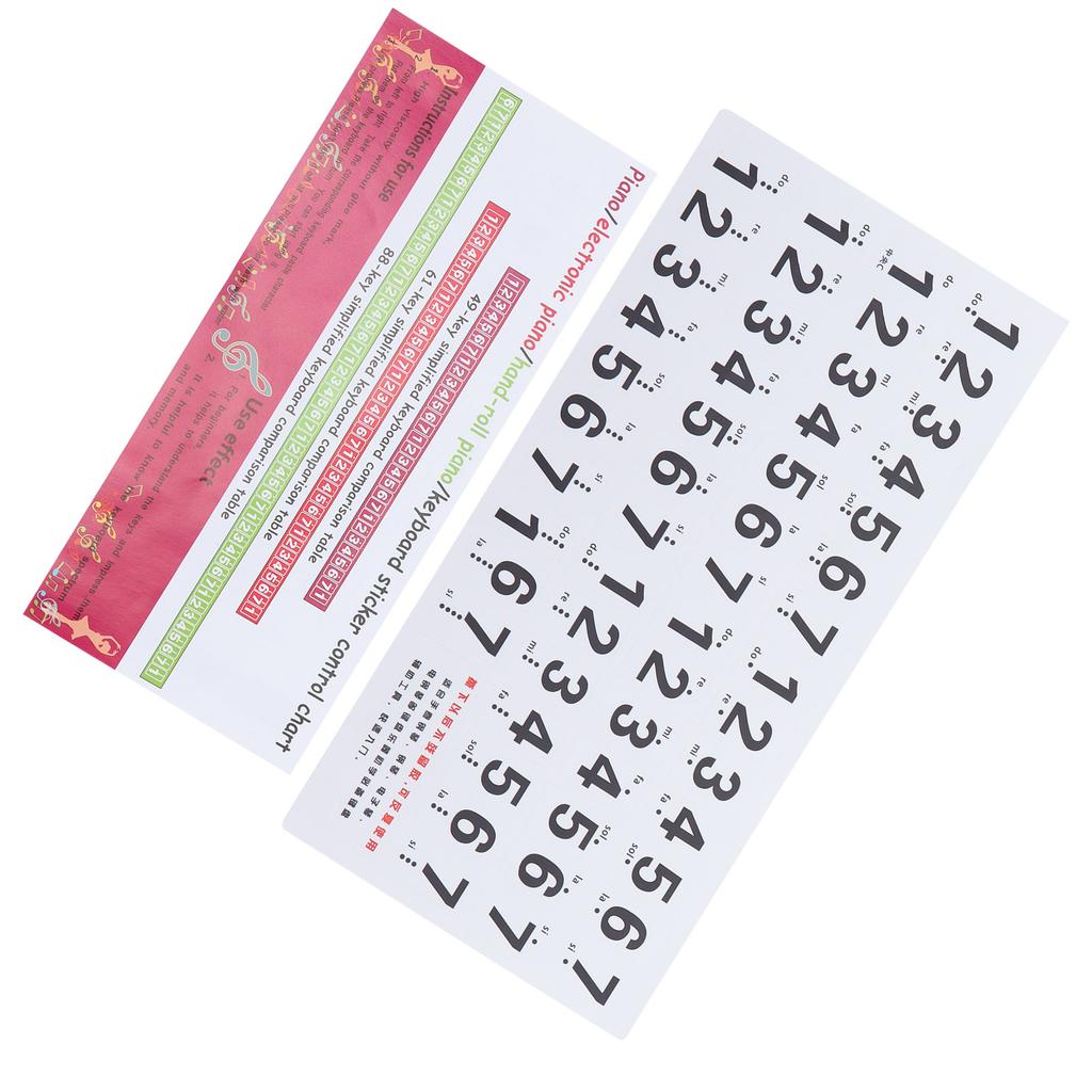 Piano Keyboard Stickers Scale Staff Decals Removeble for Synthesizer Hand Roll Piano