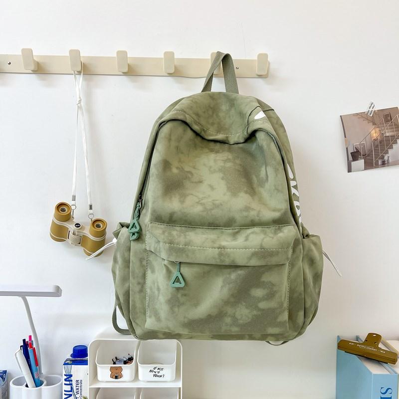 

School bag Mori college student simple versatile backpack large capacity light commuter alphabet backpack backpack, without pendant. зелёный