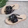 Fashion Summer Floral Braided Flat Slippers Classics Solid PU Leather Women Non Slip Flip Flops Soft Comfortable Beach Sandals Femme