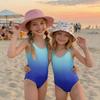 Maillot de bain une pièce pour fille Été Imprimé Dégradé Sans Manches Décontracté Maillot de bain Tenue de plage pour enfants Léger Séchage rapide