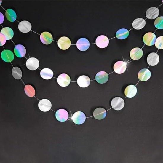 Christmas garland snowflake round shape 3 pieces approximately 12m long paper ornament hanging decoration party birthday wedding Year