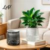 Decorative Aesthetic Flower Pots Self‑Watering Planter Pot Thick Transparent Embossed Desktop Vessels Indoor for Hydroponic Houseplants Succulents