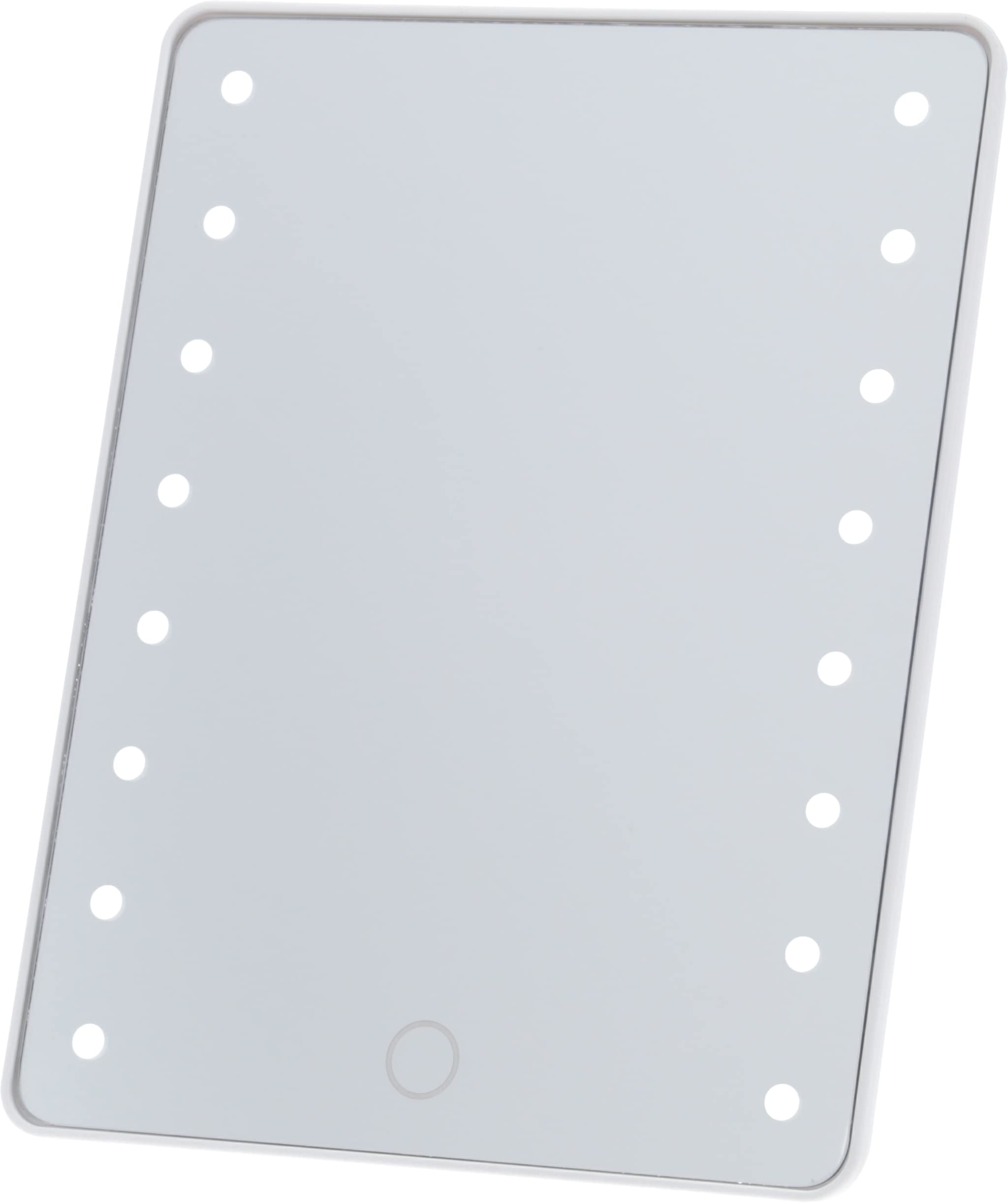 

Fuji Boeki Зеркало для макияжа Настольное зеркало Ширина 17см Белый свет Светодиодная регулировка яркости Угол 2 способа питания USB Сухая батарея 86653 белый