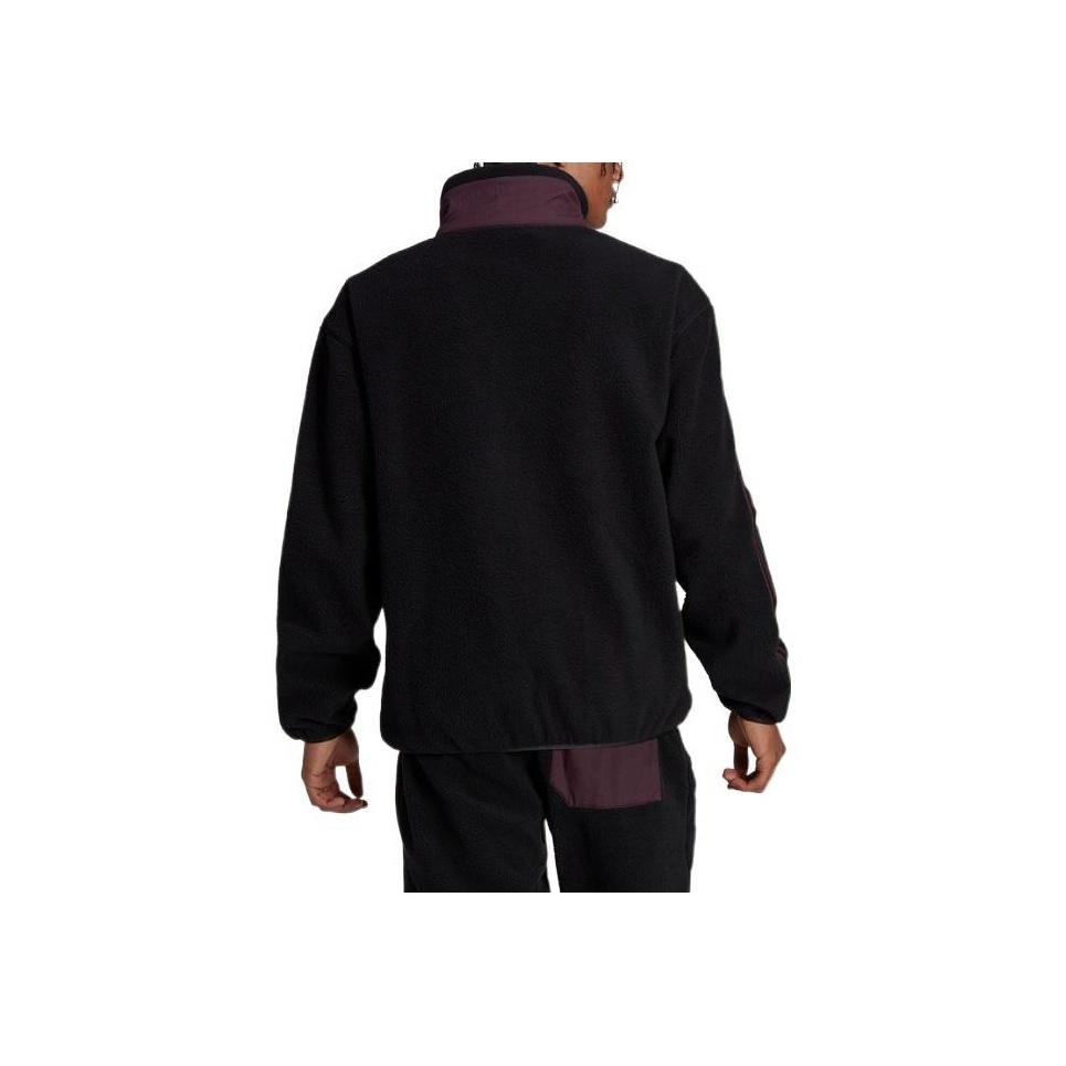 Adidas Logo Print Striped Stand Collar Jacket Men Jackets Black HF4069