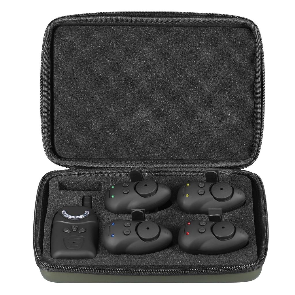 Kit d'alarme de leurre de pêche avec boîte portable Indicateur de leurre de pêche lumineux Kit d'alarme de pêche numérique