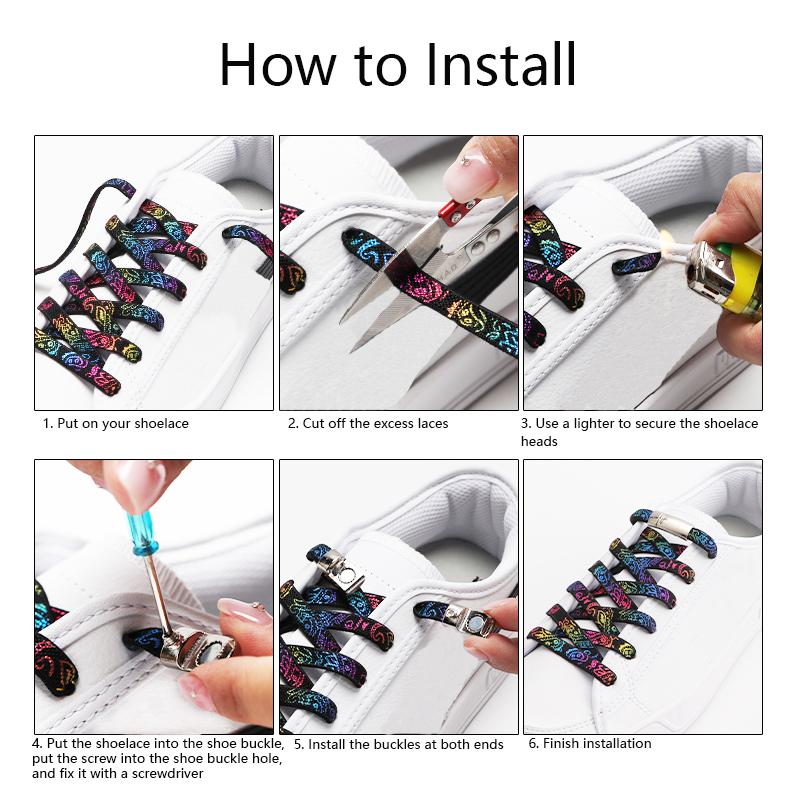 Magnetic Shoe Laces No Tie Sneakers Children Elastic Shoelaces Without Ties Flat Shoe Lace for Women Cashew Flower Shoestrings