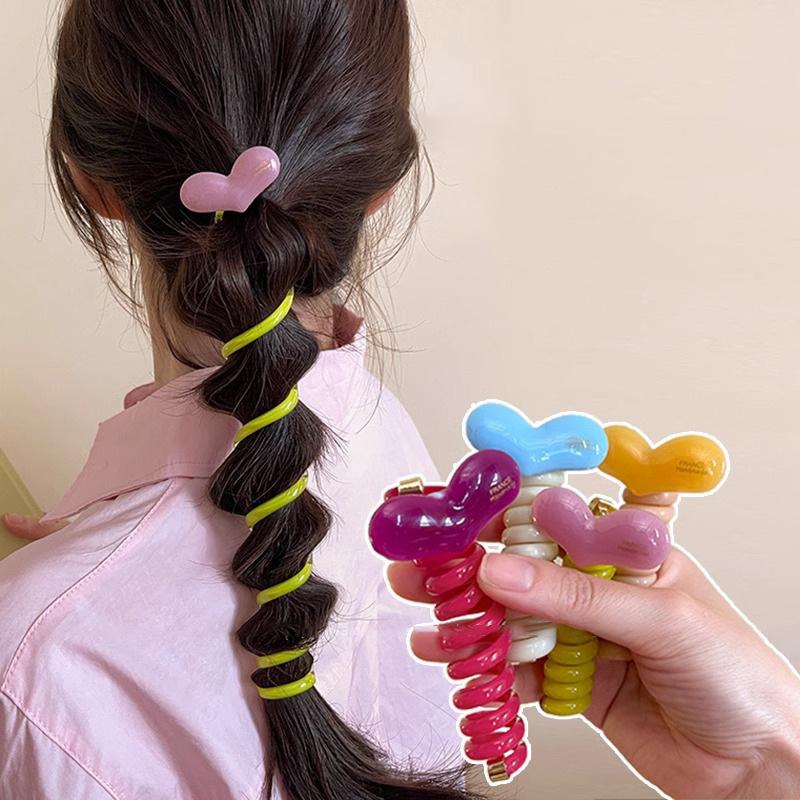 Modische Zopf-Gummibänder Herz-Haarseil Telefonkabel-Haargummis Scrunchies Haarbänder Mädchen-Accessoires