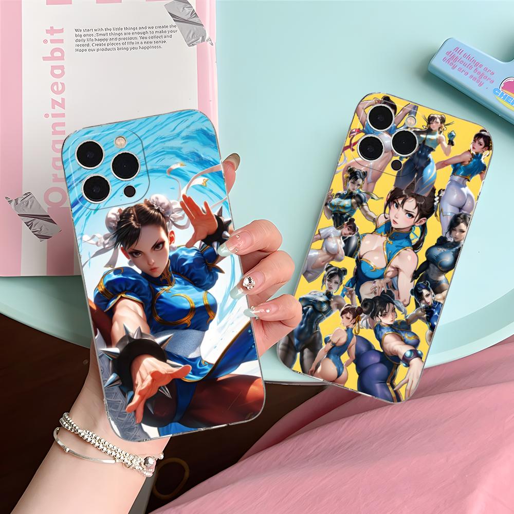 Custodia per Telefono Street Fighter Chunli per iPhone 17 16 15 14 13 12 11 X XR XS Air Pro Max Plus Mini Trasparente Colorata Copertura Cover Lusso
