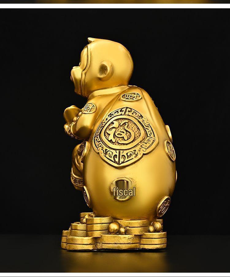 Town House Golden Monkey Zodiac Figurine: Treasure-Offering Monkey Desktop Ornament
