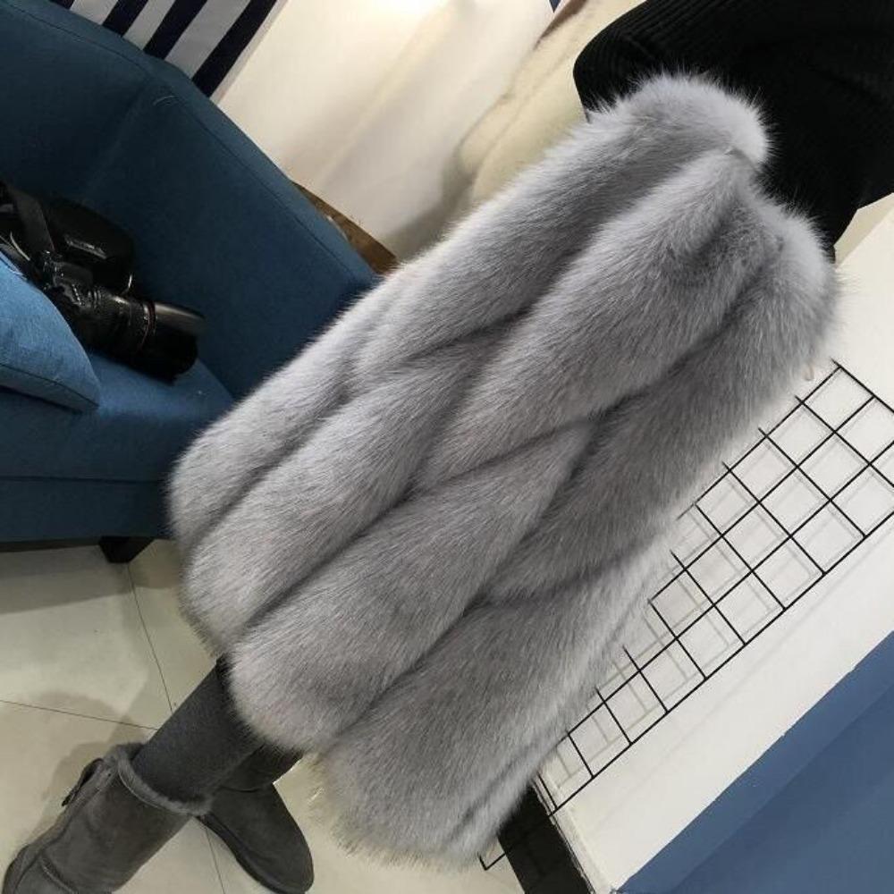 Women's Coats Fall and Winter Women's Imitation Fox Fur Vest Long Vest Outwear