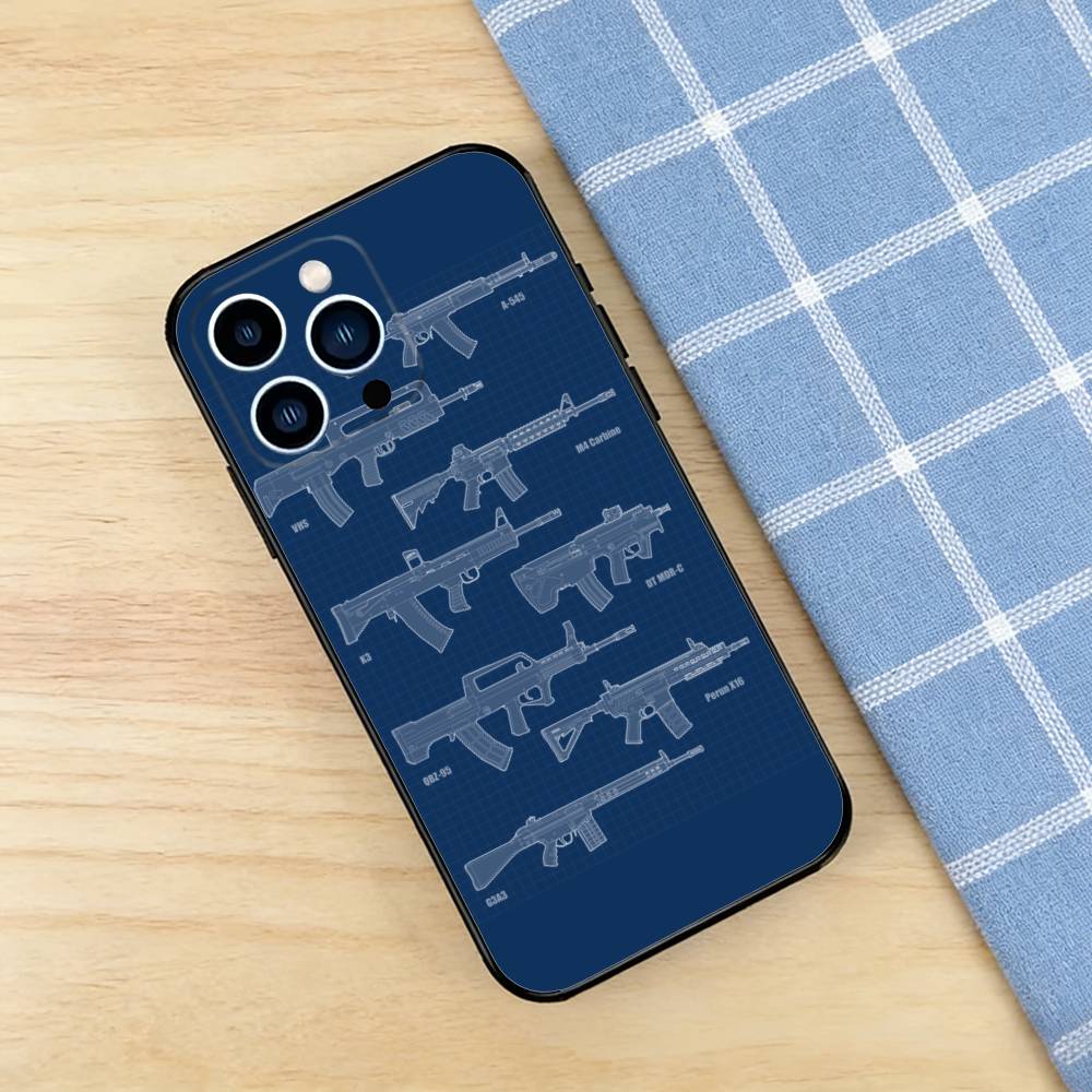 AK47 M16A4 Rifle Gun Case For iPhone 17 16 Pro Plus Air 15 14 Max Mini E 12 11 Soft Shockproof Cover iPhone16