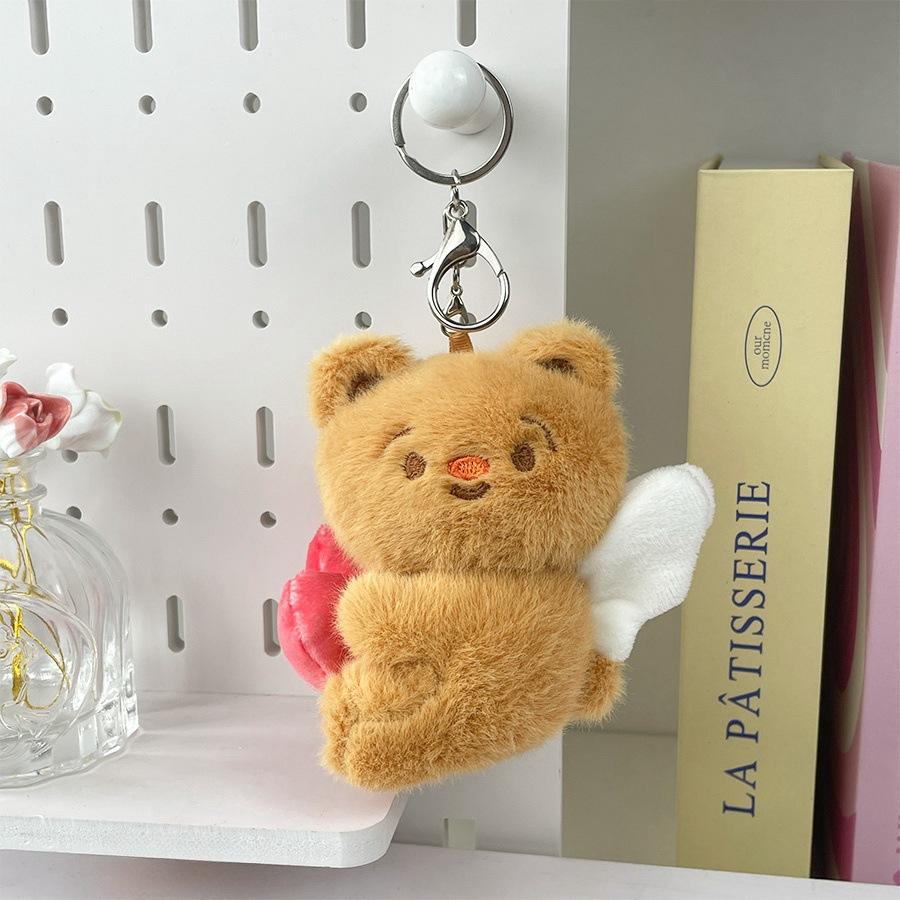 

Creative Rope Pull Style Angel Bear Doll Plush Pendant Cartoon Three-dimensional Bear Doll Bag Hanging Toy Height about 10cm