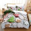 Tree Santa Claus Deer Quilt Doona Duvet Cover Pillow Case Christmas Bedding Set