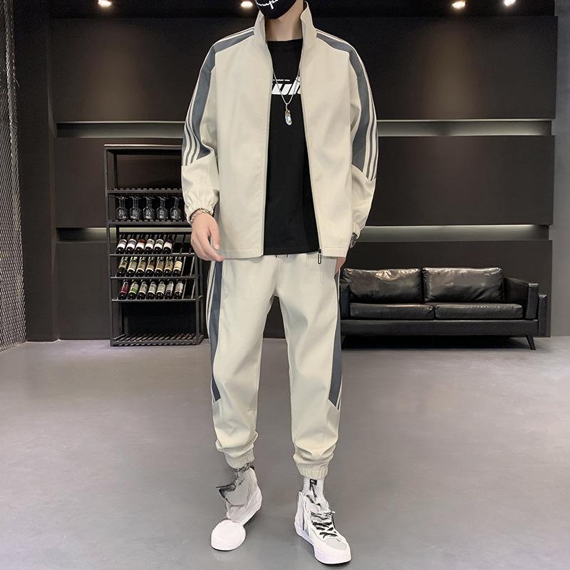Lässiger Sportjackenanzug Herren Frühling und Herbst Modetrend Lange Hosen