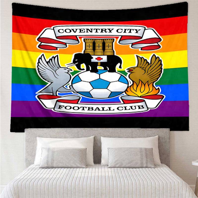 1PC Coven-try Football Club Crest Printed Tapestry Room Decoration Wall Hanging for Living Room Bedroom, dormitory, Birthday and Christmas gifts