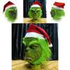 Zlobivý zelený příšera Grinchova maska s vánoční čepicí pro dospělé pro zábavu při cosplayi