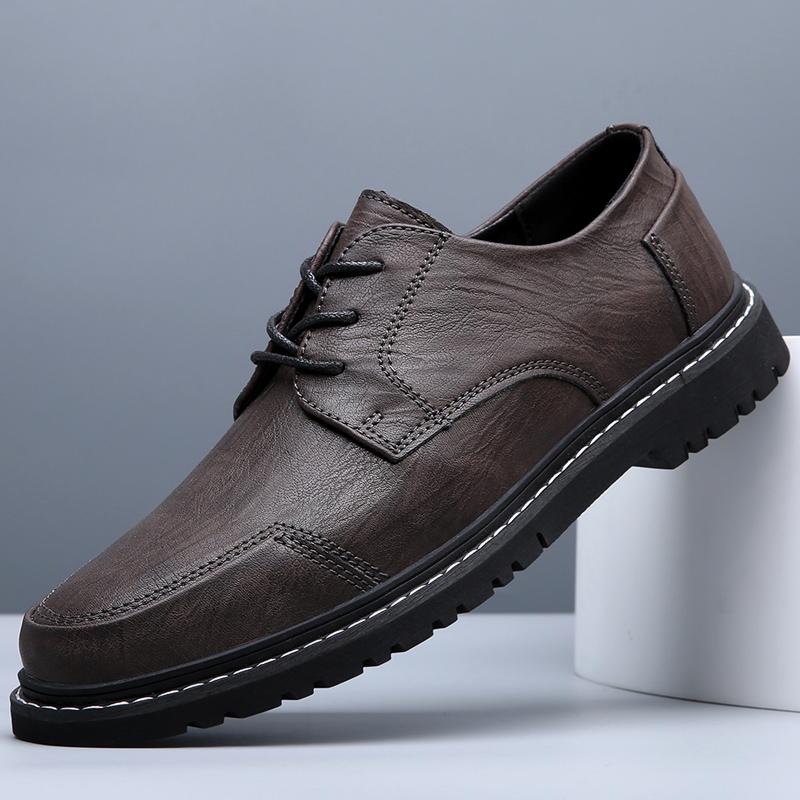 

Модные весенние и осенние мужские повседневные кожаные туфли, универсальные, высококачественные, модные, офисные туфли, туфли на плоской подошве, удобные для отдыха 44 серый