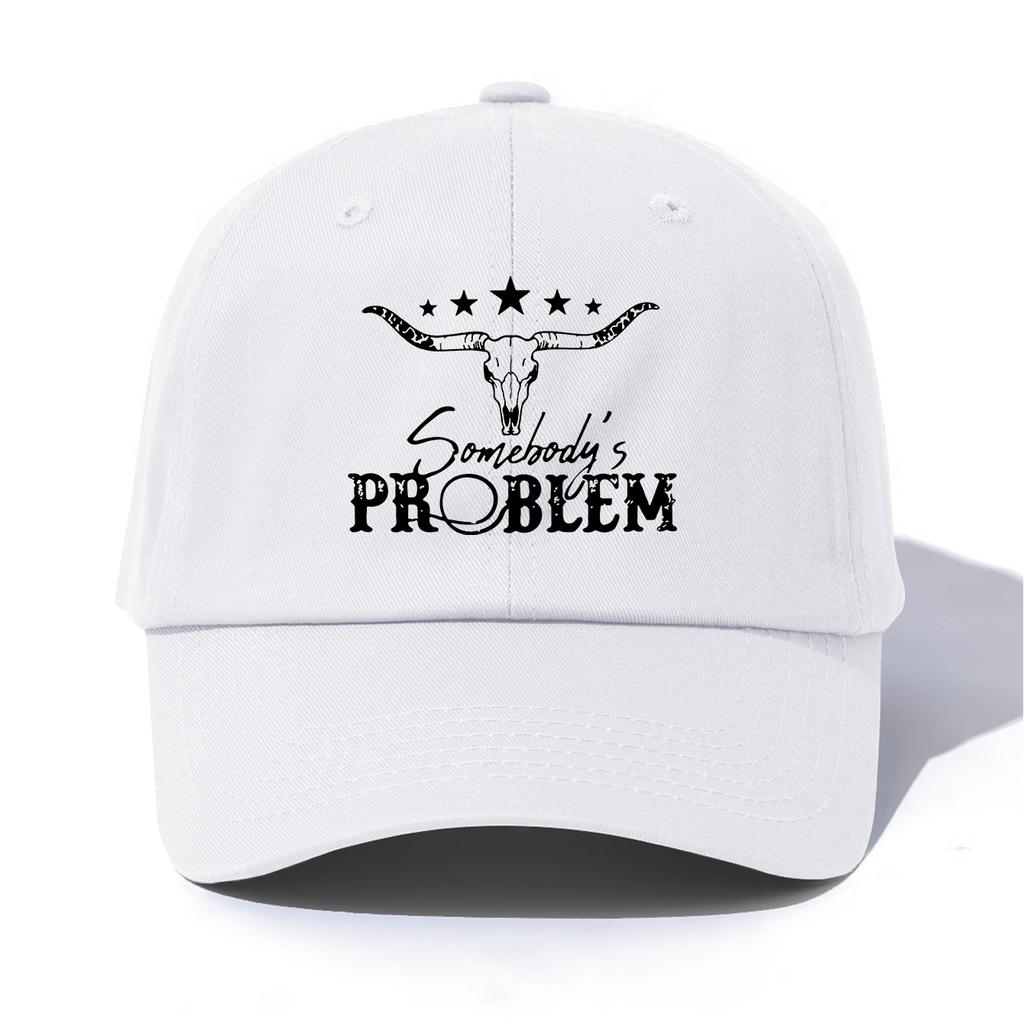 Pc SOMEBODYS PROBLEM Print Baseball Cap for Adults Minimalist Retro Style Casual Soft Adjustable Dad Hat Perfect As Gift