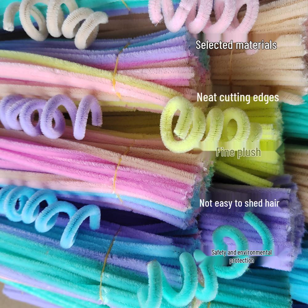 Macaron Twist Sticks: Plush Strips In Bright Mixed Colors for Children's Weaving & Handmade Flower Bouquets