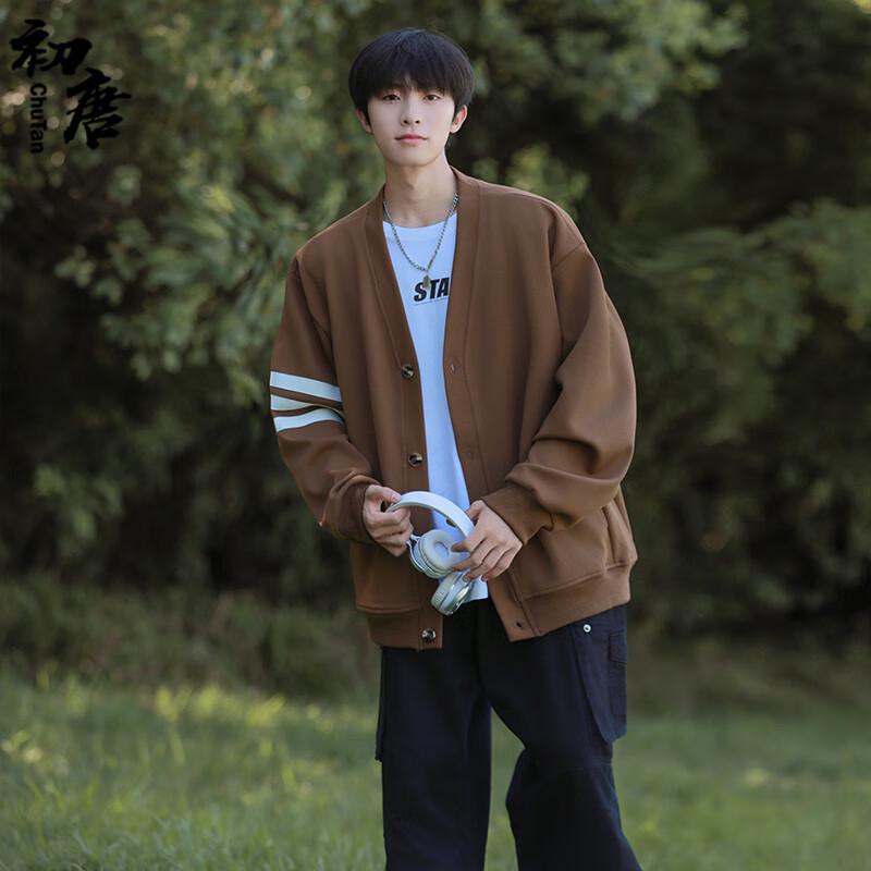 Men's Japanese Retro Color-Block V-Neck Cardigan