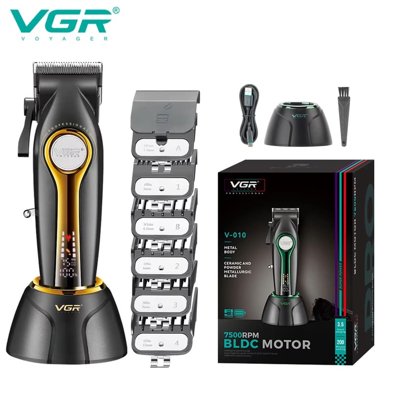 

Original VGR V-010 Professional Hair Clipper Haircut Machine Cordless Rechargeable Hair Trimmer for Men with LED Digital Display Home Razor Shaver жовтий