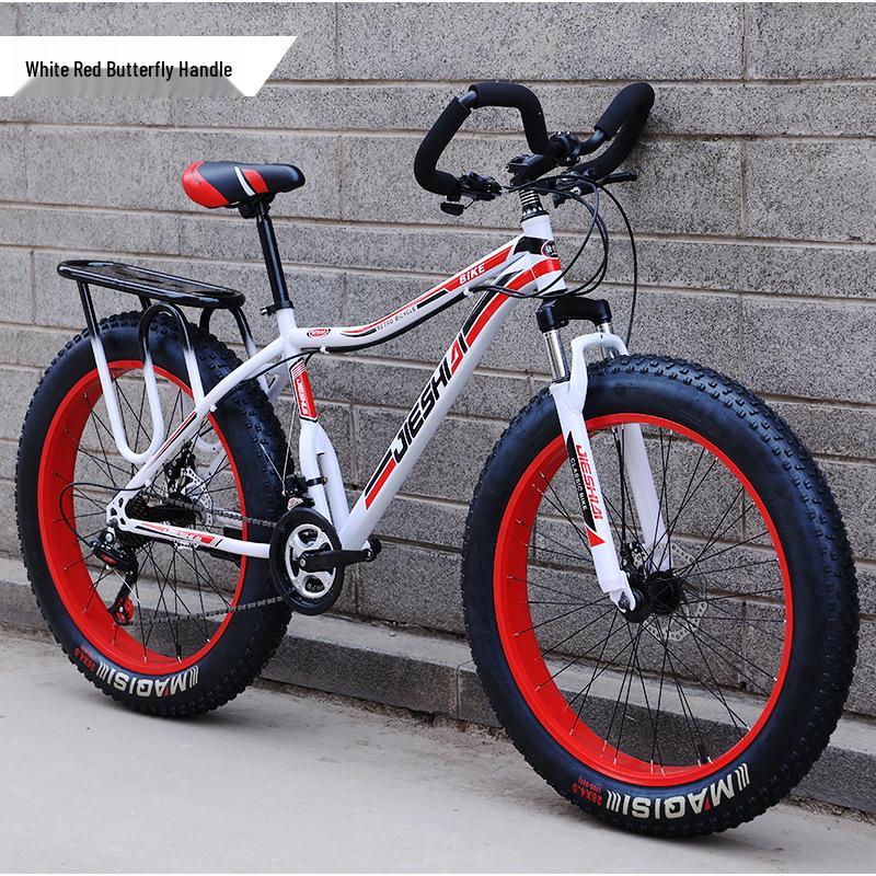 Men's Off-Road Fat Tire Snow & Mountain Bike - Variable Speed, Shock Absorbing, Wide Tires for Beach and Trail