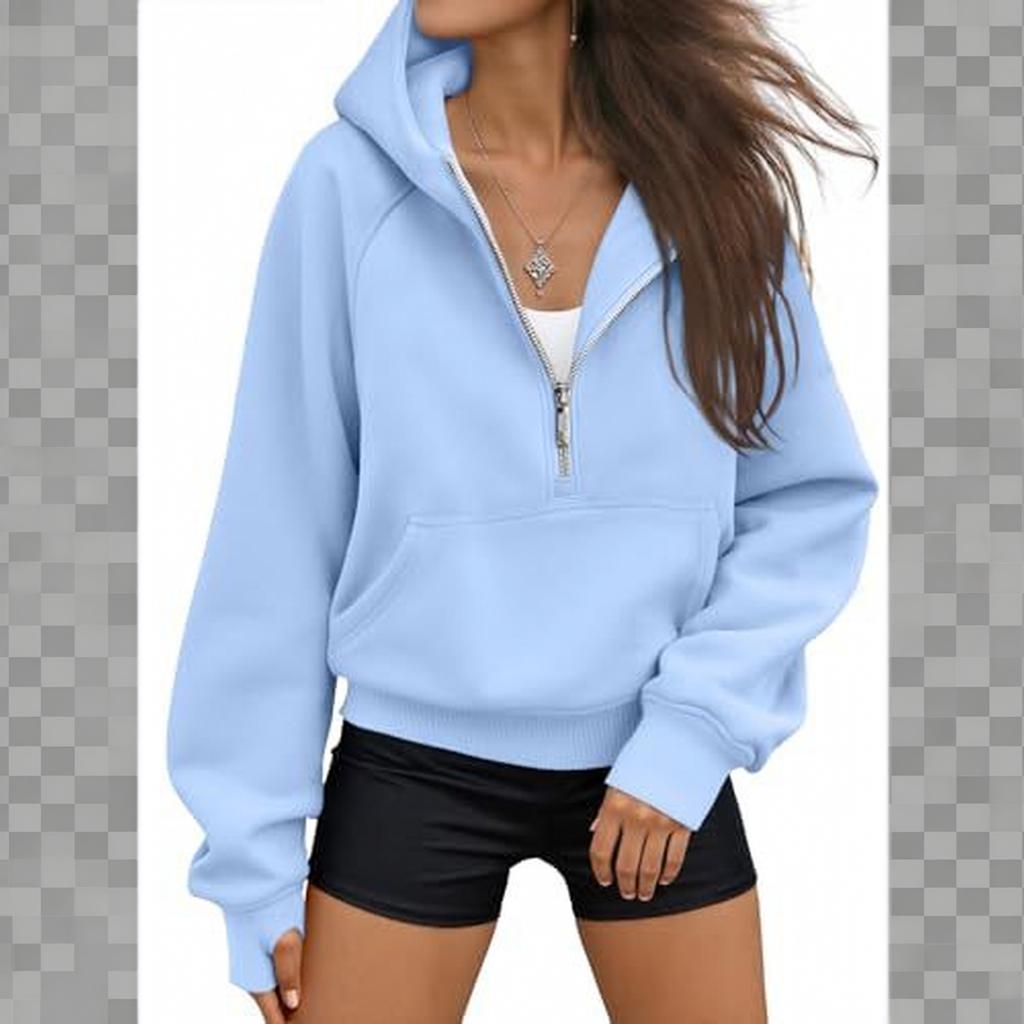 Women's Half Zip Hooded Long Sleeve Casual Sweatshirt Color
