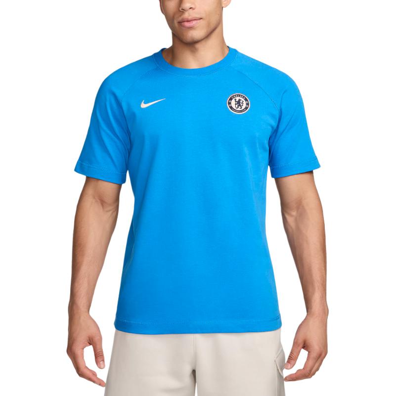 Nike Chelsea FC FW24 Travel Fashion Logo Crew Neck Short Sleeve Football Shirt Men Tops Light-Photo-Blue HQ1556-435