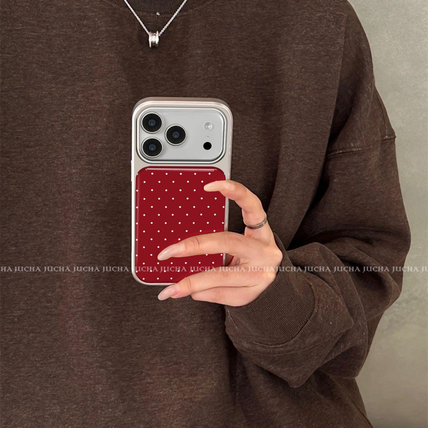 Red Polka Dot Case for iPhone 17/16 Pro Max, Stylish Design, New Model iPhone 14 Pro