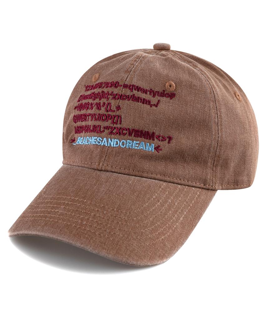 Bichiseuaenkeulim Text Pigment Ball Cap-Red Brown