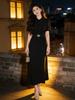 Wholesale customization New women's doll collar waist thin dress French waist simple long dress
