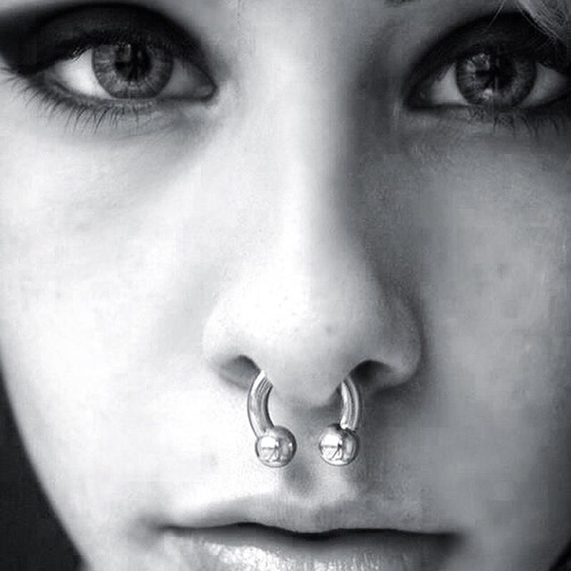 1Pc/lot Steel Big Large Size Horseshoe Ring Nose Piercing Ear Expander BCR Hoop Earring Septum 12-00G Male Intimate Body Zircon