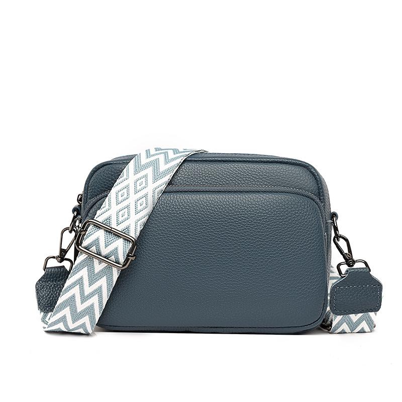 Women's Genuine Leather Lychee Pattern Shoulder Crossbody Bag - Versatile Small Square Design