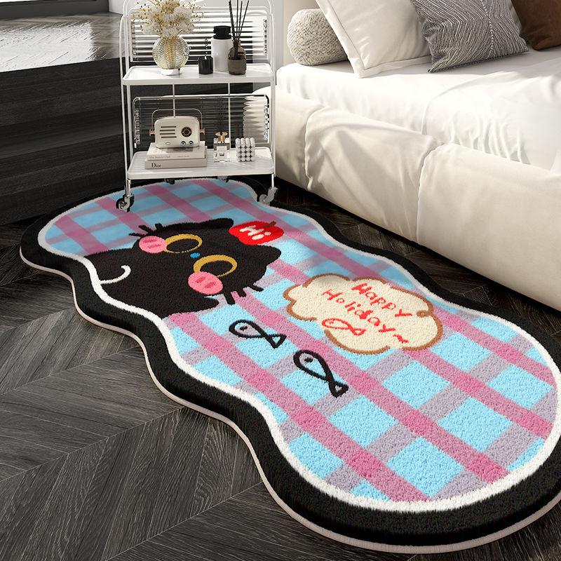 

Мультяшный черный кот клетчатый плюшевый прикроватный плед для спальни детский длинный полосатый коврик для пола ковер для гостиной комнаты 40 * 120cm
