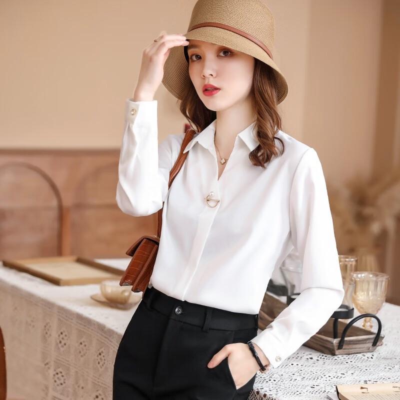 Women s Satin V-Neck Long Sleeve Blouse M