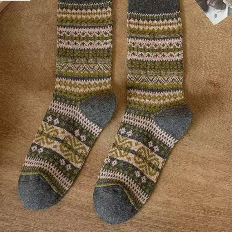 

Зимние Удобные Винтажные Повседневные Носки Вязаные Носки до Середины Икры для Женщин 1 Pair серый