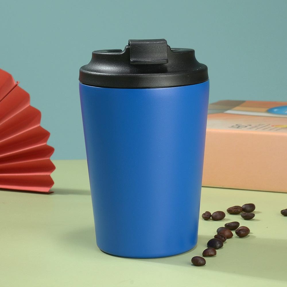 12Oz Stainless Steel Coffee Cup Thermos Cup Clamshell With Scale Inside, Simple And Portable Double-Layer Office Cup