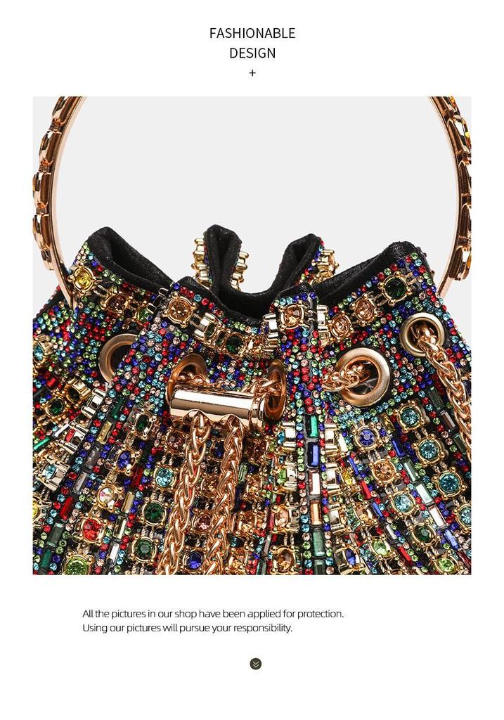 Elegant Silver AB Rhinestone Tassel Handbag - Women's Shoulder Bag for Live Streaming