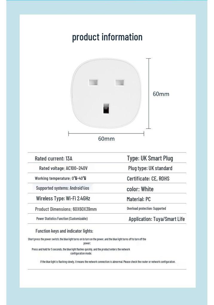 Graffiti WiFi Smart Socket: 13A UK Plug with Remote & Voice Control for Alexa