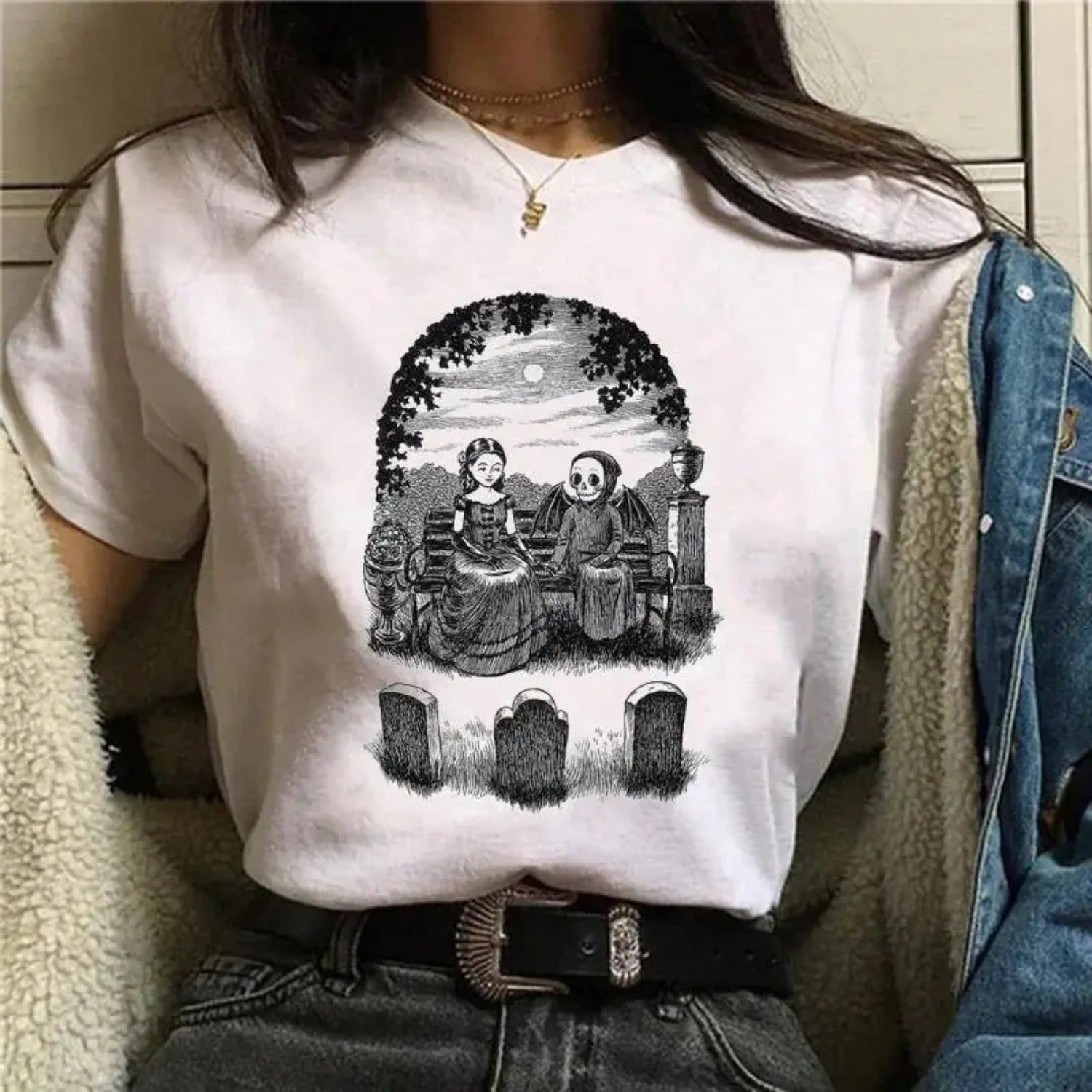 Round Neck Tops Pattern Fashion Casual Short Sleeve Halloween Printed Graphic T-Shirt Wounisex s T-Shirt Casual Short Sleeve S разноцветный