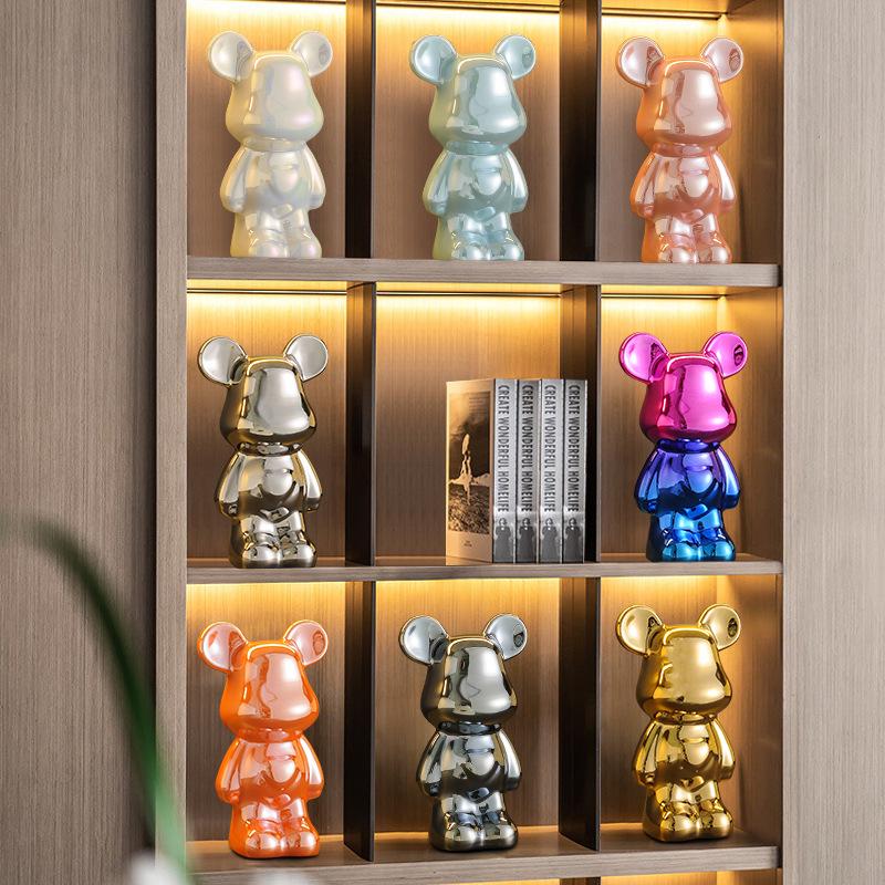 Eleganter Keramikbär TV-Schrank & Weinregal mit dekorativen Ornamenten für stilvolles Wohnzimmer