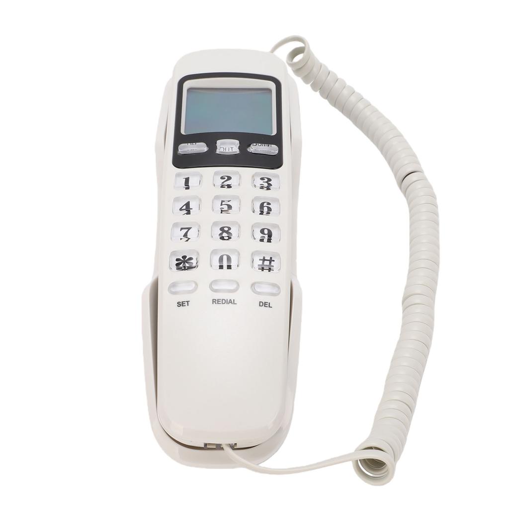 Wall Mountable Basic Corded Telephone Slimline Retro Wall Mounted Landline Telephone with DTMF Support for FSK CID Mini